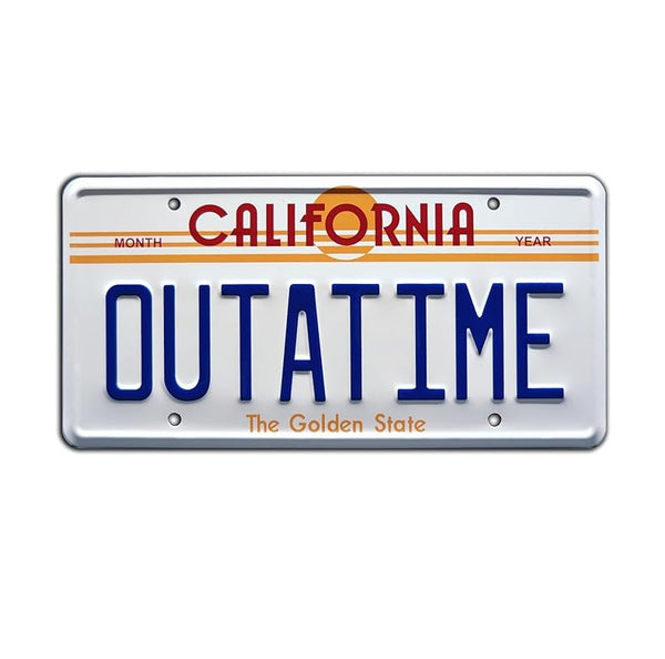 Back to The Future | Delorean | Outatime | Metal Stamped Vanity Prop License Plate